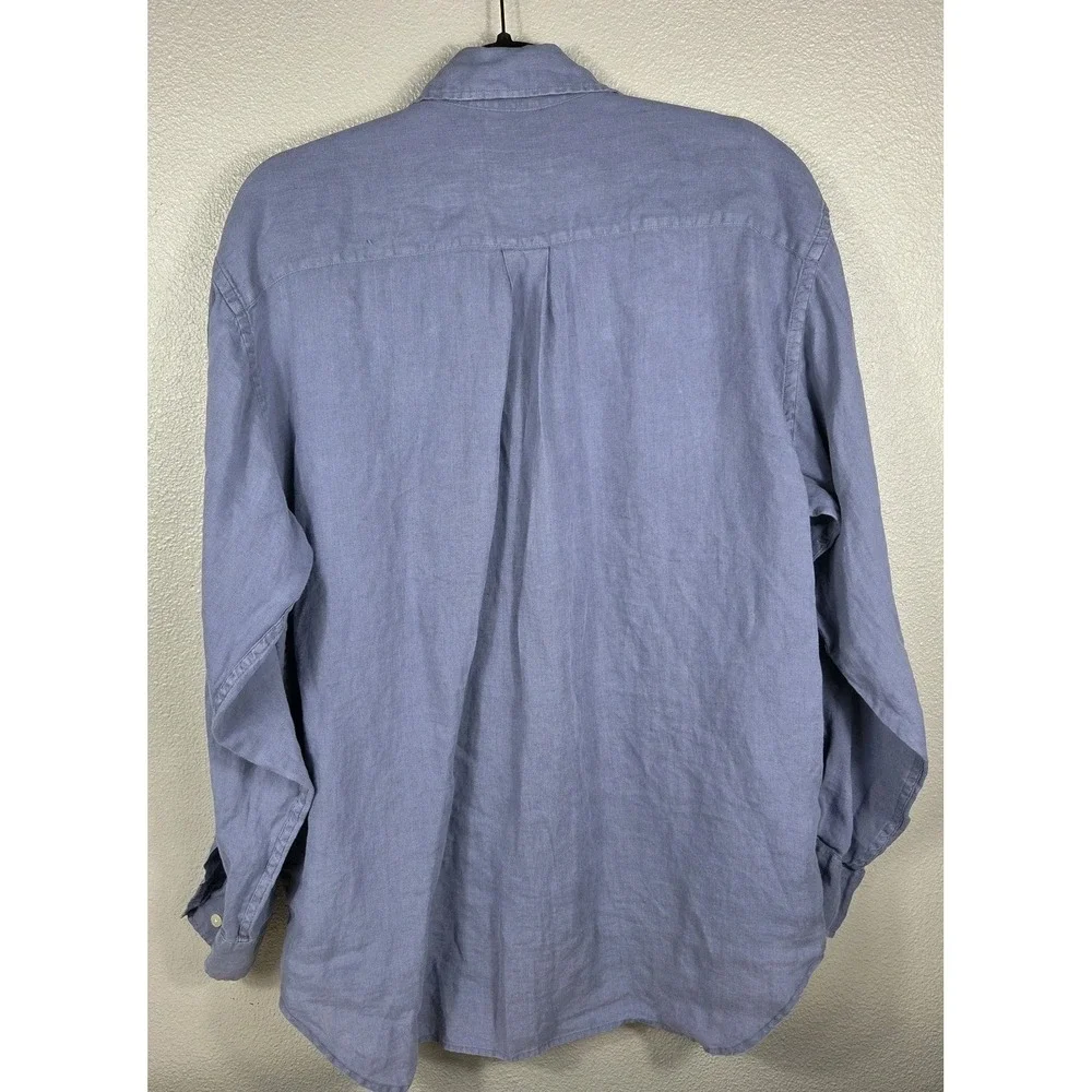 Banana Republic 100% Irish Linen Button Front Shirt Blue Long Sleeve Medium